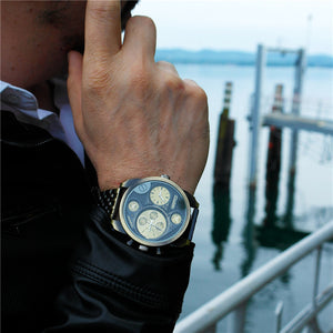 Men's Luxury Watch from Oulm in 3 Tones of Stainless Steel Gold
