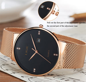 Ultra Thin and Elegant Men's Dress Watch with Steel Mesh Strap